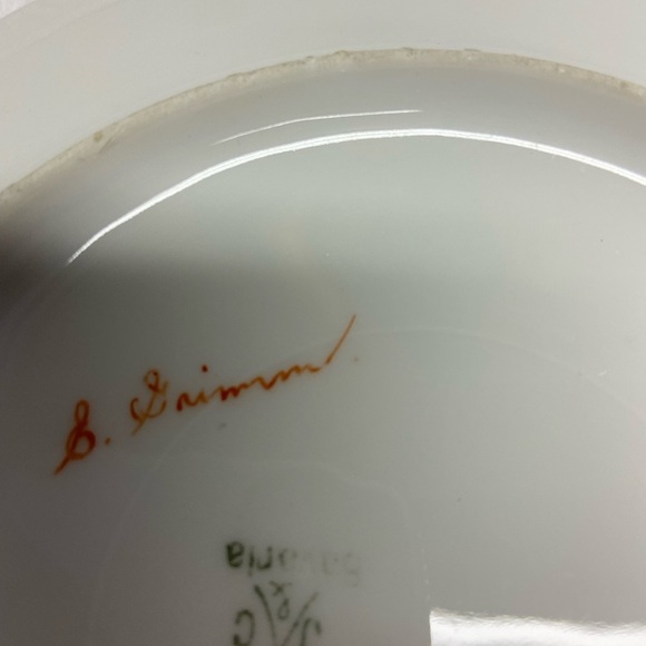 Vintage Bavarian Porcelain Plate Pink/green 8” Cottage Core - Picture 7 of 9